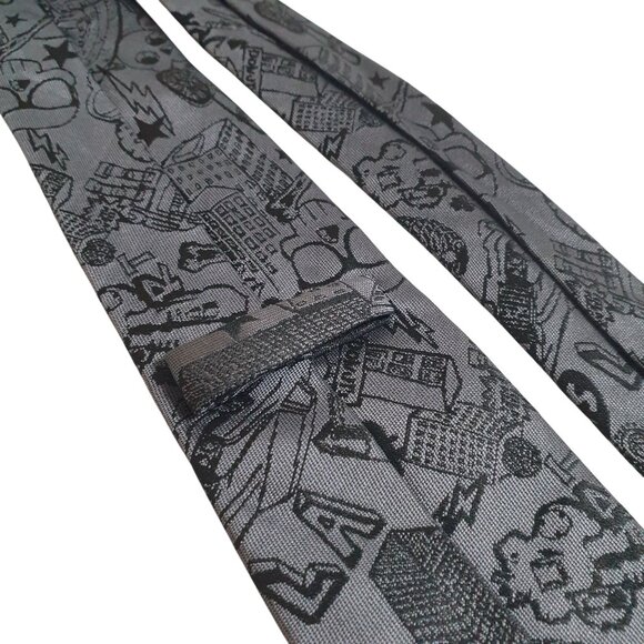 Old Navy Boy Junior Slim Graphic Tie Gray Black 2.5 Inches Wide Child Gift Gamer - Picture 4 of 5